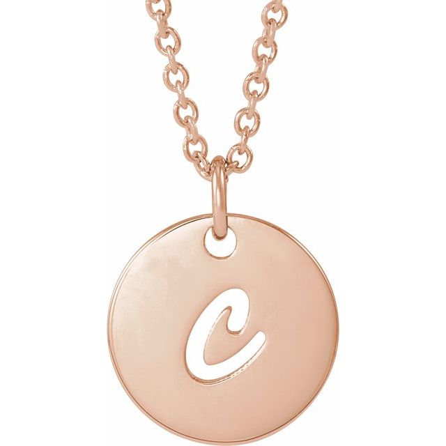 14K Rose Script Initial C 16-18" Necklace