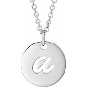 14K White Script Initial A 16-18" Necklace