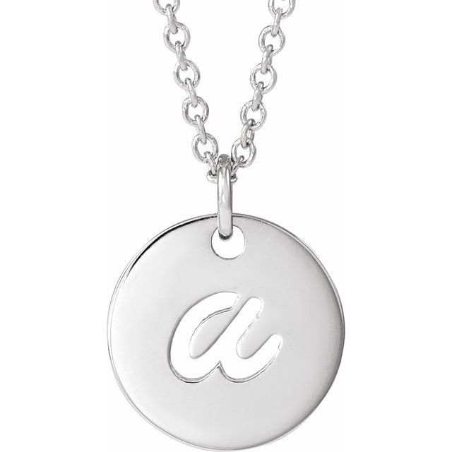 14K White Script Initial A 16-18" Necklace