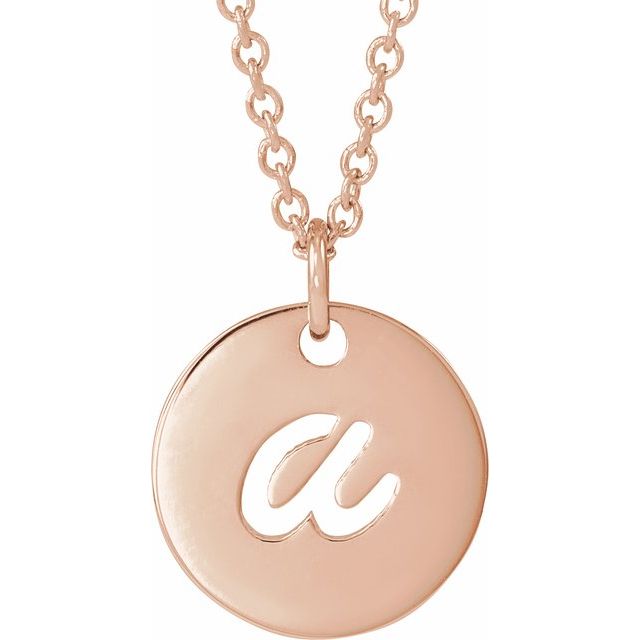 14K Rose Script Initial A 16-18" Necklace