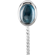14K White 8x6 mm Natural London Blue Topaz Semi-Set Pendant for 10-15 mm Pearl