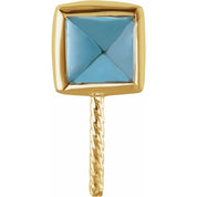 14K Yellow 5x5 mm Natural London Blue Topaz Semi-Set Pendant for 11 mm Pearl
