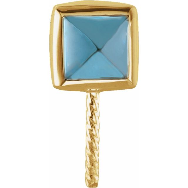 14K Yellow 5x5 mm Natural London Blue Topaz Semi-Set Pendant for 11 mm Pearl