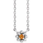 Platinum Natural Citrine Beaded Youth 16" Necklace