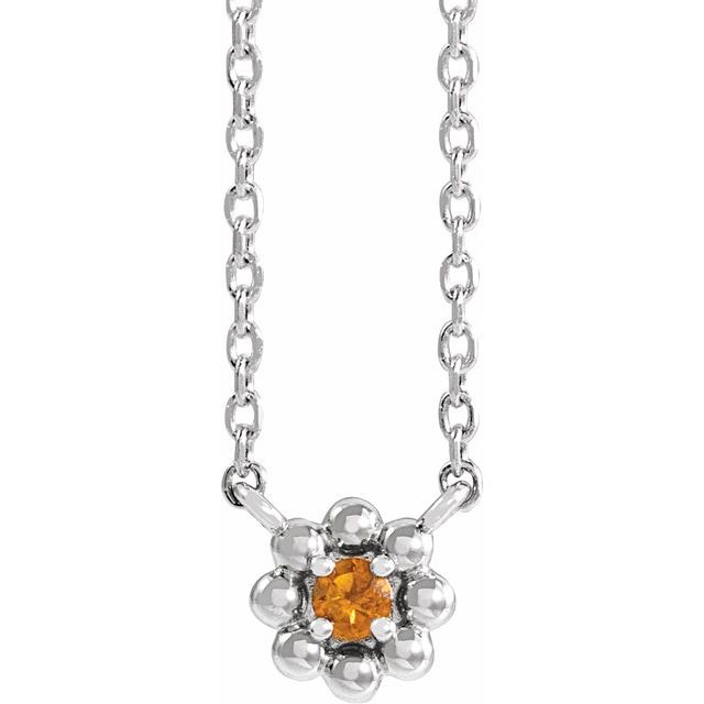 Platinum Natural Citrine Beaded Youth 16" Necklace