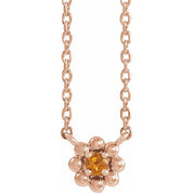 14K Rose Natural Citrine Beaded Youth 16" Necklace