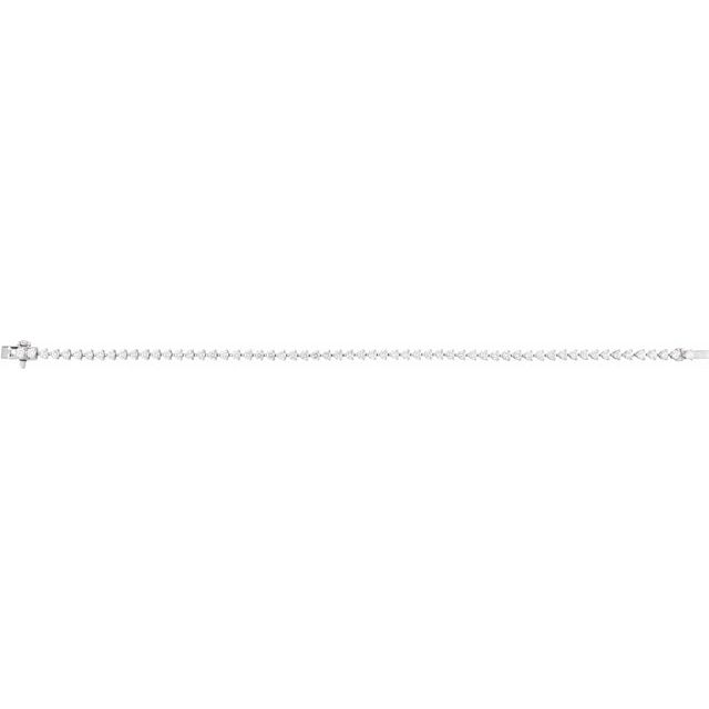 14k Diamond Three Prong Tennis Bracelet 7 1/4" Line Length