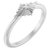 14K White .015 CT Natural Diamond Star Ring