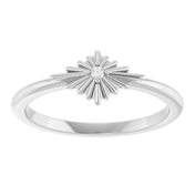 14K White .015 CT Natural Diamond Star Ring