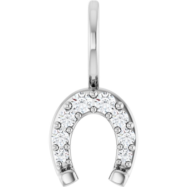 Platinum 1/8 CTW Natural Diamond Horseshoe Charm/Pendant