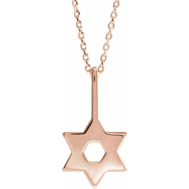 14K Rose Star of David 16-18" Necklace