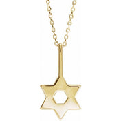14K Yellow Star of David 16-18" Necklace