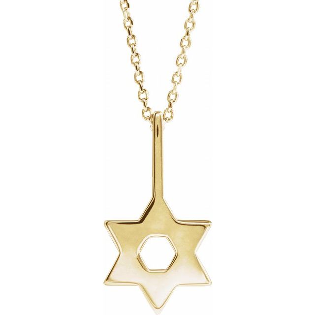 14K Yellow Star of David 16-18" Necklace