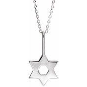 14K White Star of David 16-18" Necklace