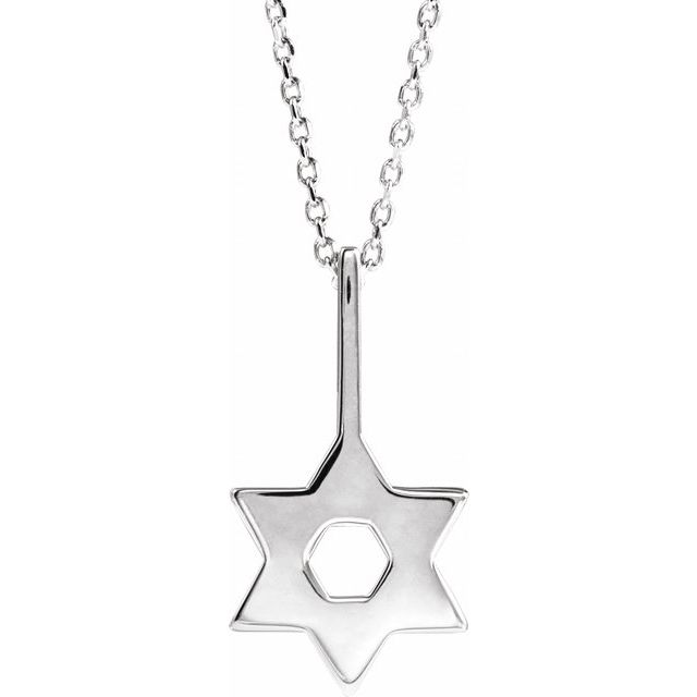 14K White Star of David 16-18" Necklace