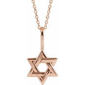 14K Rose Star of David 16-18" Necklace