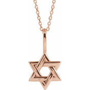 14K Rose Star of David 16-18" Necklace