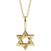 14K Yellow Star of David 16-18" Necklace