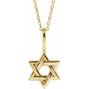14K Yellow Star of David 16-18" Necklace