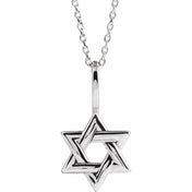 Platinum Star of David 16-18" Necklace