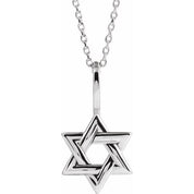 Sterling Silver Star of David 16-18" Necklace