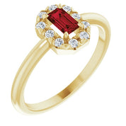 14K Yellow Natural Mozambique Garnet & 1/8 CTW Natural Diamond French-Set Halo-Style Ring
