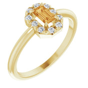 14K Yellow Natural Citrine & 1/8 CTW Natural Diamond French-Set Halo-Style Ring