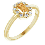 14K Yellow Natural Citrine & 1/8 CTW Natural Diamond French-Set Halo-Style Ring