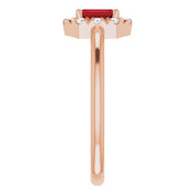 14K Rose Natural Mozambique Garnet & 1/8 CTW Natural Diamond French-Set Halo-Style Ring
