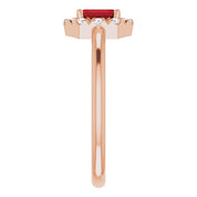 14K Rose Natural Mozambique Garnet & 1/8 CTW Natural Diamond French-Set Halo-Style Ring