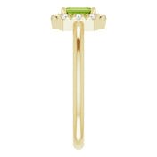 14K Yellow Natural Peridot & 1/8 CTW Natural Diamond French-Set Halo-Style Ring