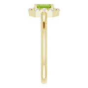 14K Yellow Natural Peridot & 1/8 CTW Natural Diamond French-Set Halo-Style Ring