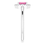 Platinum Natural Pink Tourmaline & 1/8 CTW Natural Diamond French-Set Halo-Style Ring