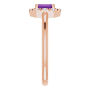 14K Rose Natural Amethyst & 1/8 CTW Natural Diamond French-Set Halo-Style Ring