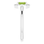 Platinum Natural Peridot & 1/8 CTW Natural Diamond French-Set Halo-Style Ring