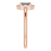 14K Rose Lab-Grown Alexandrite & 1/8 CTW Natural Diamond French-Set Halo-Style Ring