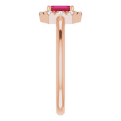 14K Rose Natural Ruby & 1/8 CTW Natural Diamond French-Set Halo-Style Ring