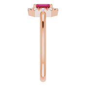 14K Rose Natural Ruby & 1/8 CTW Natural Diamond French-Set Halo-Style Ring