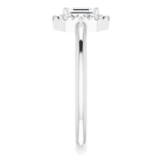 14K White Natural White Sapphire & 1/8 CTW Natural Diamond French-Set Halo-Style Ring