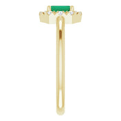 14K Yellow Lab-Grown Emerald & 1/8 CTW Natural Diamond French-Set Halo-Style Ring
