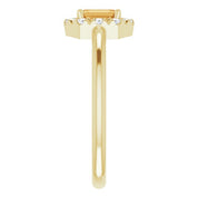 14K Yellow Natural Citrine & 1/8 CTW Natural Diamond French-Set Halo-Style Ring
