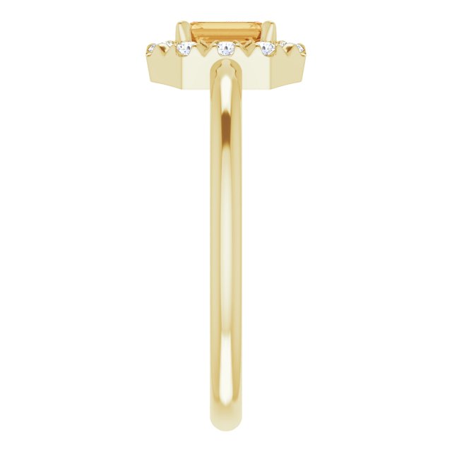 14K Yellow Natural Citrine & 1/8 CTW Natural Diamond French-Set Halo-Style Ring