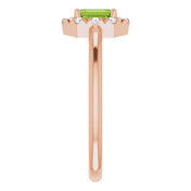 14K Rose Natural Peridot & 1/8 CTW Natural Diamond French-Set Halo-Style Ring