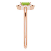 14K Rose Natural Peridot & 1/8 CTW Natural Diamond French-Set Halo-Style Ring