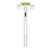 Sterling Silver Natural Peridot & 1/8 CTW Natural Diamond French-Set Halo-Style Ring