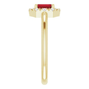 14K Yellow Natural Mozambique Garnet & 1/8 CTW Natural Diamond French-Set Halo-Style Ring