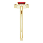 14K Yellow Natural Mozambique Garnet & 1/8 CTW Natural Diamond French-Set Halo-Style Ring