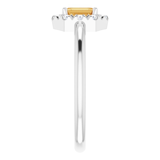 Platinum Natural Citrine & 1/8 CTW Natural Diamond French-Set Halo-Style Ring