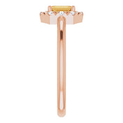 14K Rose Natural Citrine & 1/8 CTW Natural Diamond French-Set Halo-Style Ring