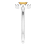 Sterling Silver Natural Citrine & 1/8 CTW Natural Diamond French-Set Halo-Style Ring